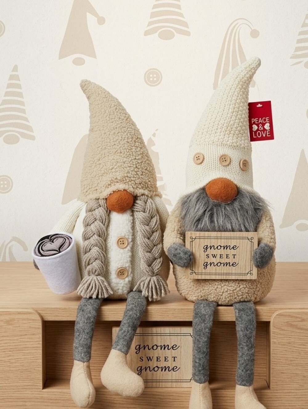 Cozy Gray and Cream Nordic Gnome Accents